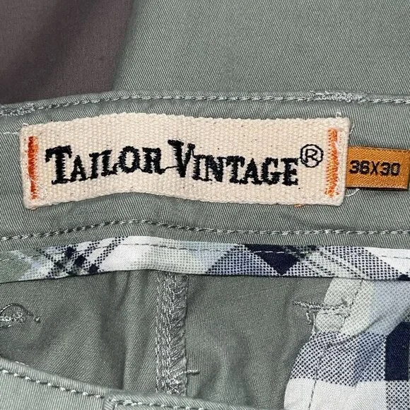 Tailor Vintage Connecticut Originals Slim Fit Chinois Green Pants Men Size 36x30
